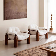 Lounge Armchair Bouclé Upholstery High Density Foam Solid Wood Legs Cozy Modern Design